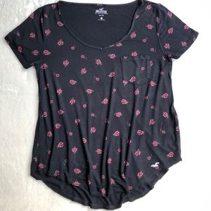 Hollister Stretchy T-shirt with Rose Print
